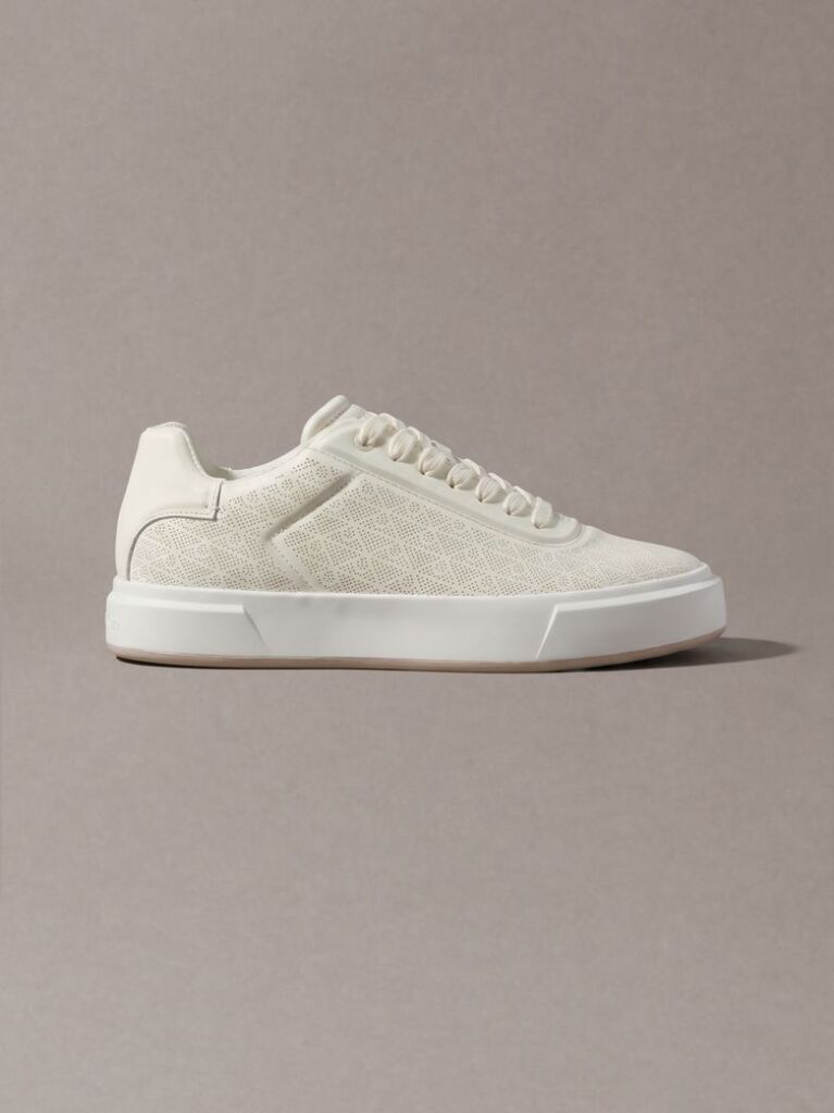 White Emblem Perforated Cupsole Trainers  Women