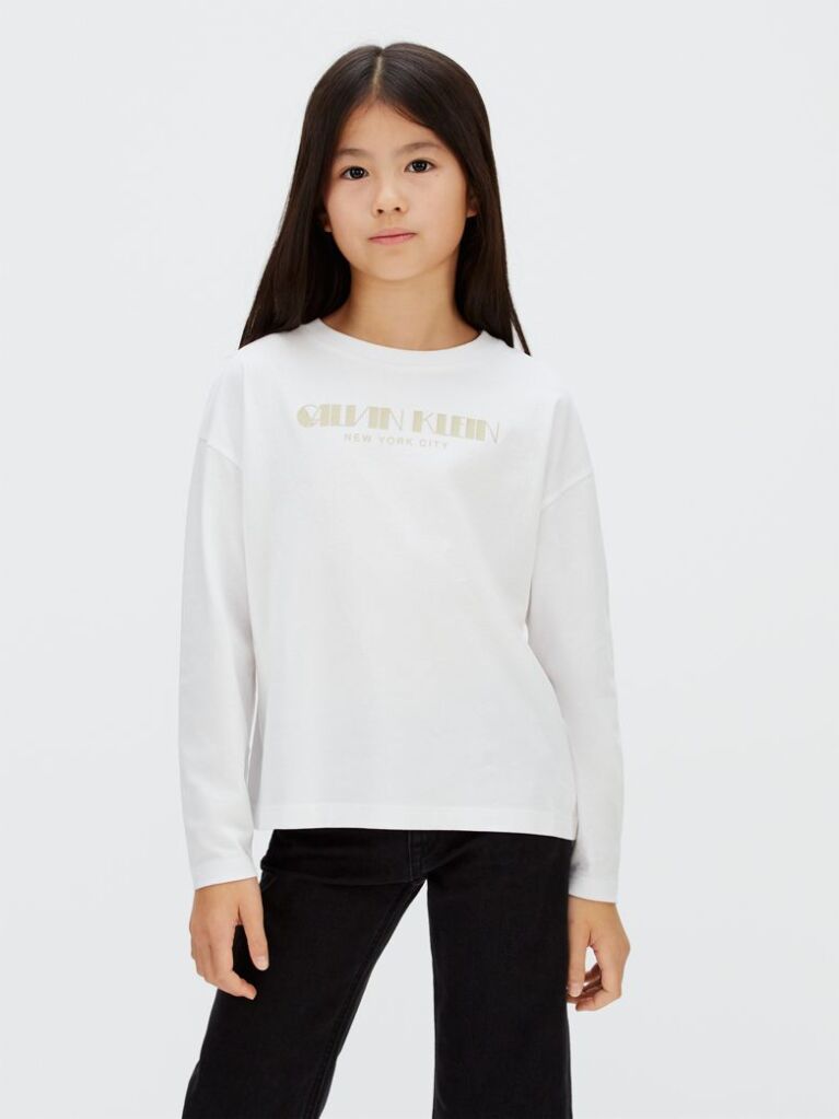 Λευκό Boxy T-shirt Με Λογότυπο  Κορίτσι