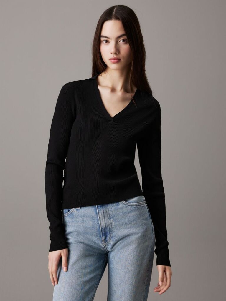 Black Soft Knit V-neck Jumper  Women
