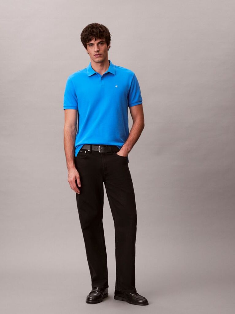 Μπλε Polo T-Shirt Από Βαμβάκι Πικέ  Άνδρας