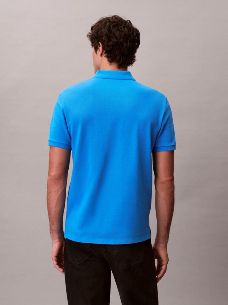 Μπλε Polo T-Shirt Από Βαμβάκι Πικέ  Άνδρας