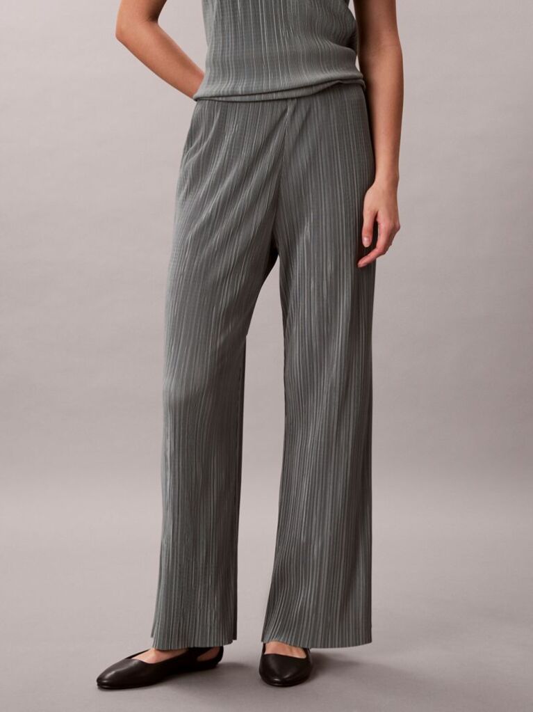 Grey Plisse Pull On Trousers  Women