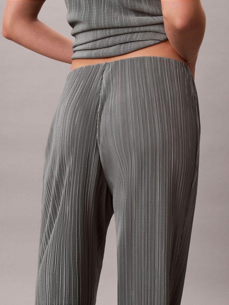 Grey Plisse Pull On Trousers  Women