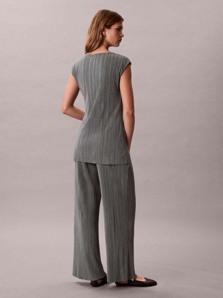 Grey Plisse Pull On Trousers  Women