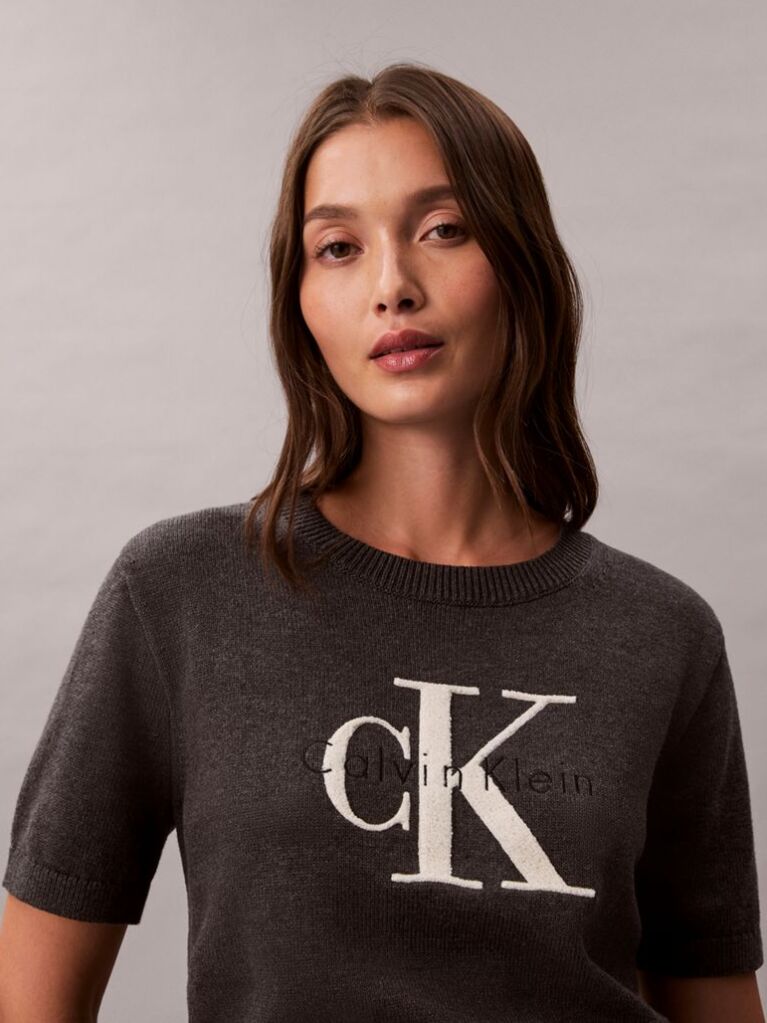 Grey Monologo Cropped Jumper  Women