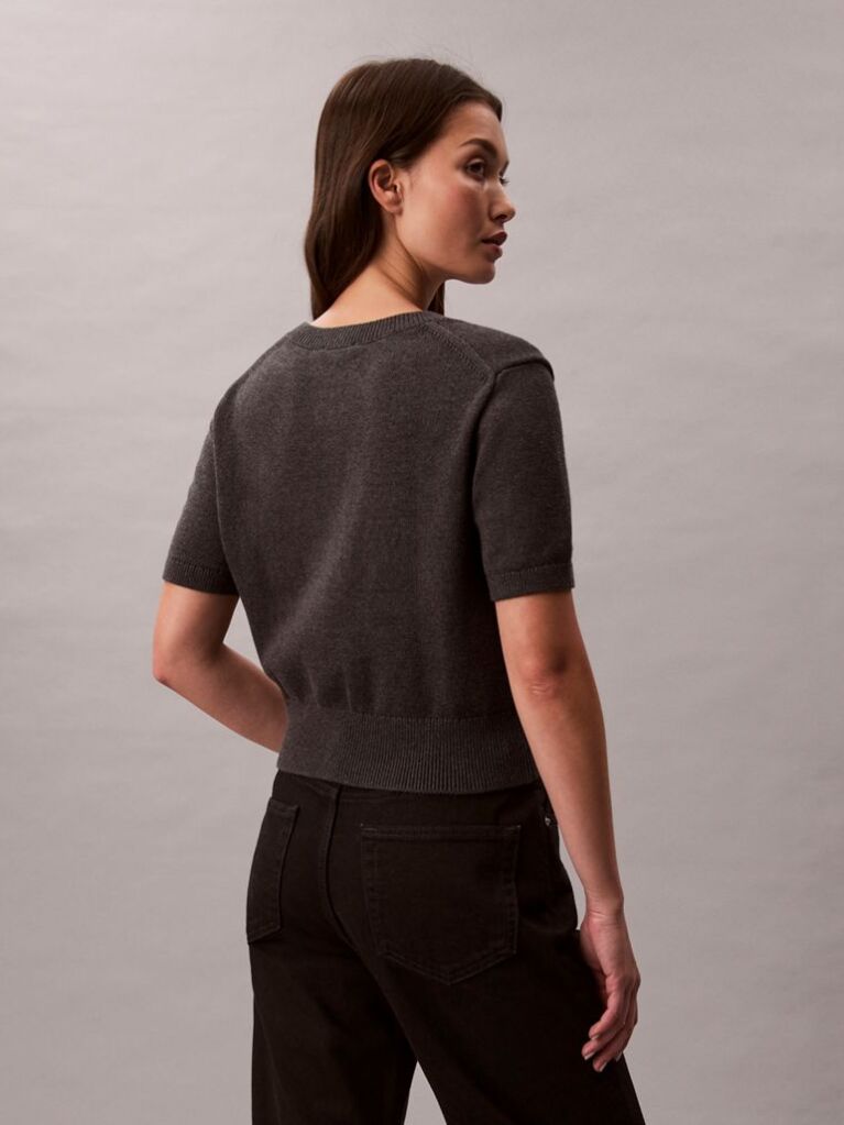 Grey Monologo Cropped Jumper  Women