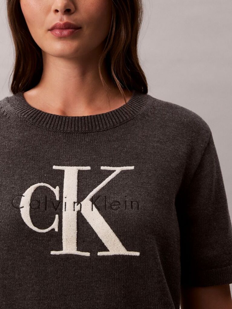 Grey Monologo Cropped Jumper  Women