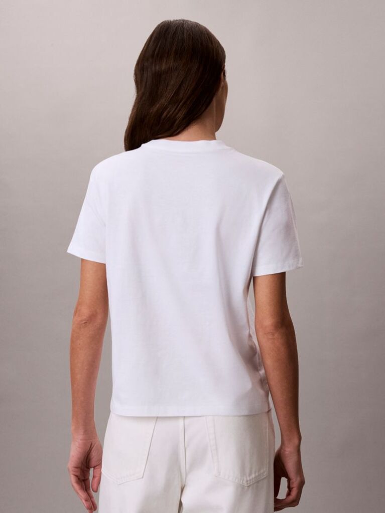 Λευκό T-Shirt Με Στρογγυλή Λαιμόκοψη Και Λογότυπο  Γυναίκα