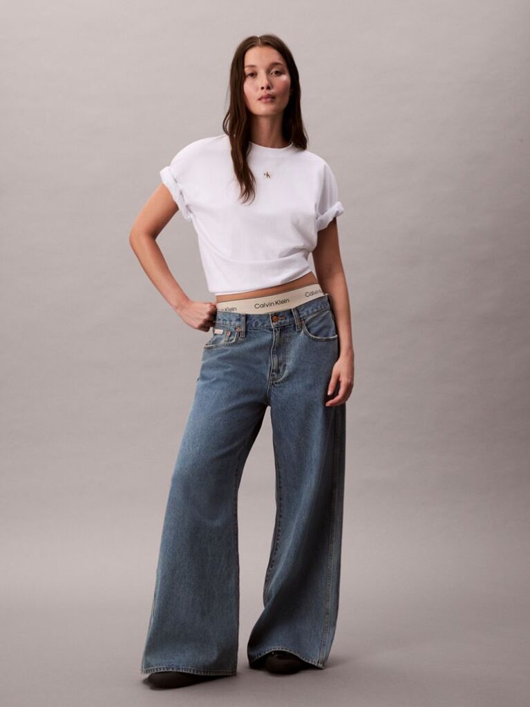 White Short Sleeve Woven Label Oversized T-Shirt  Women
