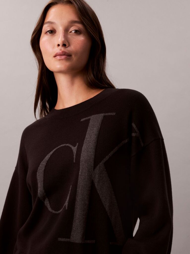 Black Smooth Cotton Monogram Jacquard Top  Women