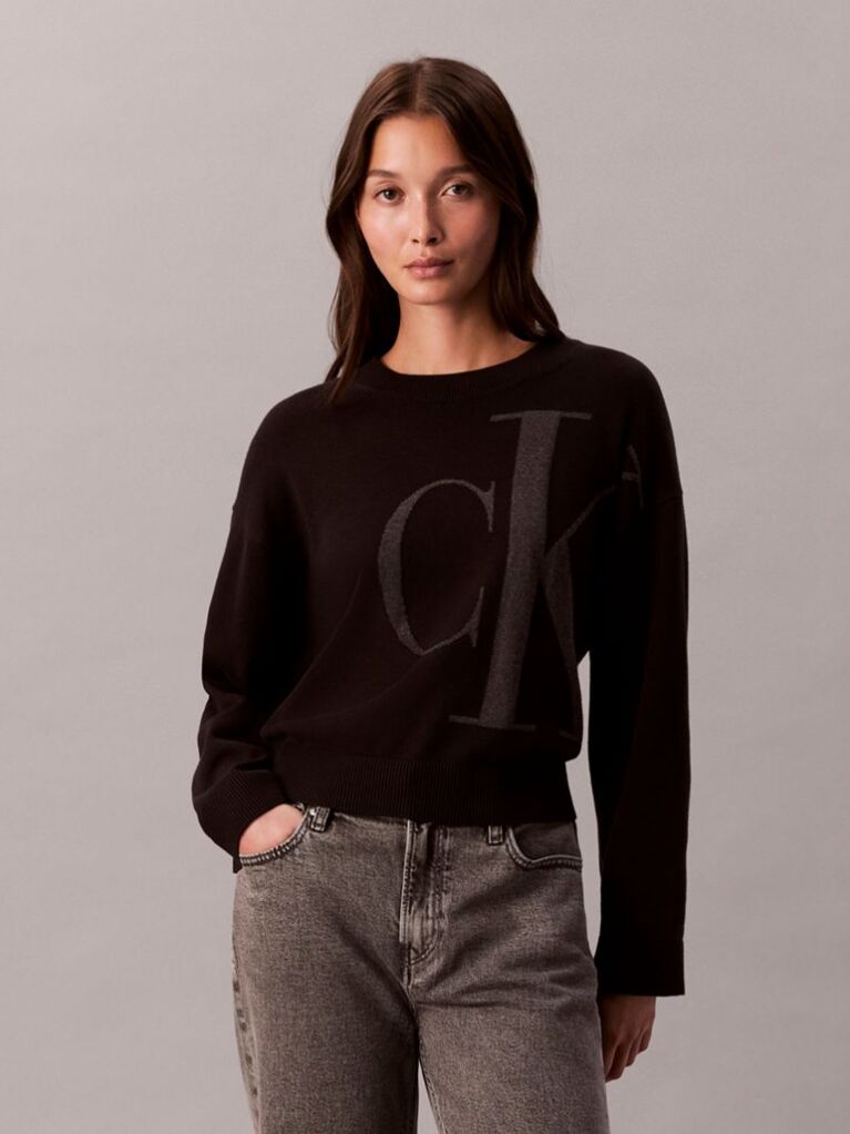 Black Smooth Cotton Monogram Jacquard Top  Women