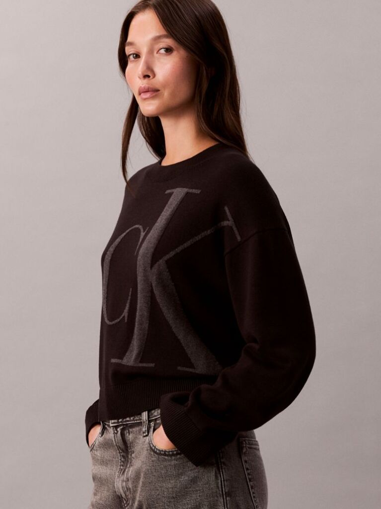 Black Smooth Cotton Monogram Jacquard Top  Women