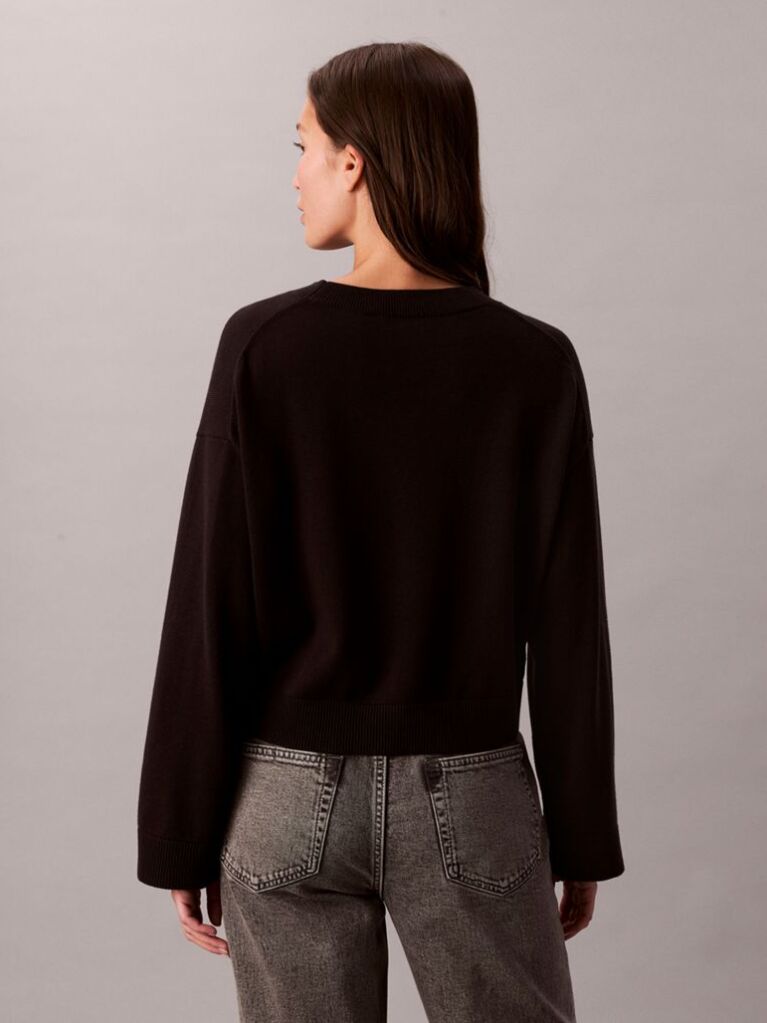 Black Smooth Cotton Monogram Jacquard Top  Women