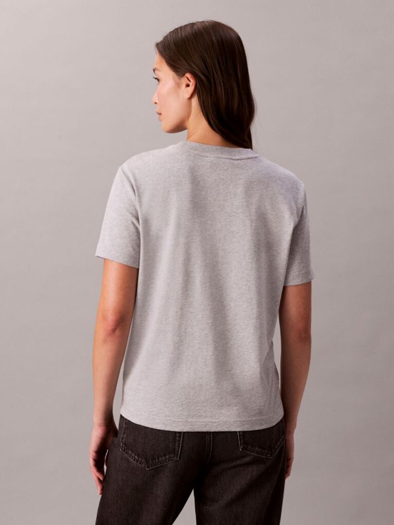 Γκρι Κλασικό T-Shirt Με Γυαλιστερό Μονόγραμμα  Γυναίκα