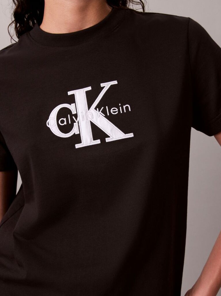 Μαύρο Κλασικό T-Shirt Με Γυαλιστερό Μονόγραμμα  Γυναίκα