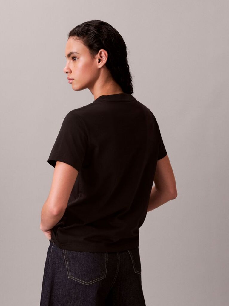 Μαύρο Κλασικό T-Shirt Με Γυαλιστερό Μονόγραμμα  Γυναίκα