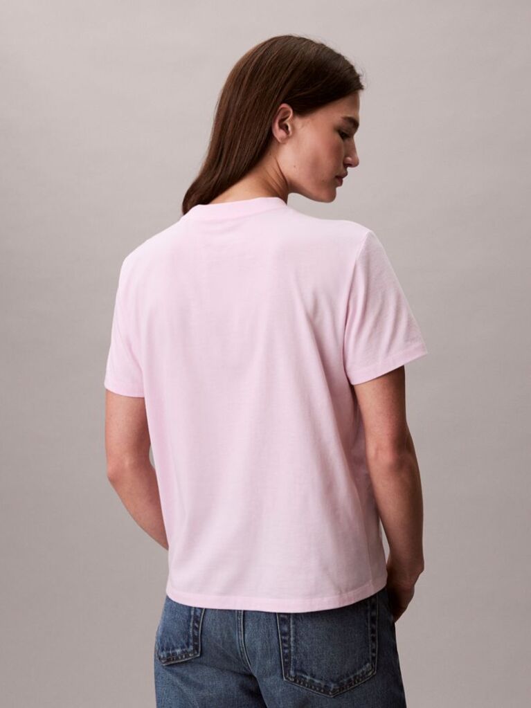 Ροζ Κλασικό T-Shirt Με Foil Λογότυπο  Γυναίκα