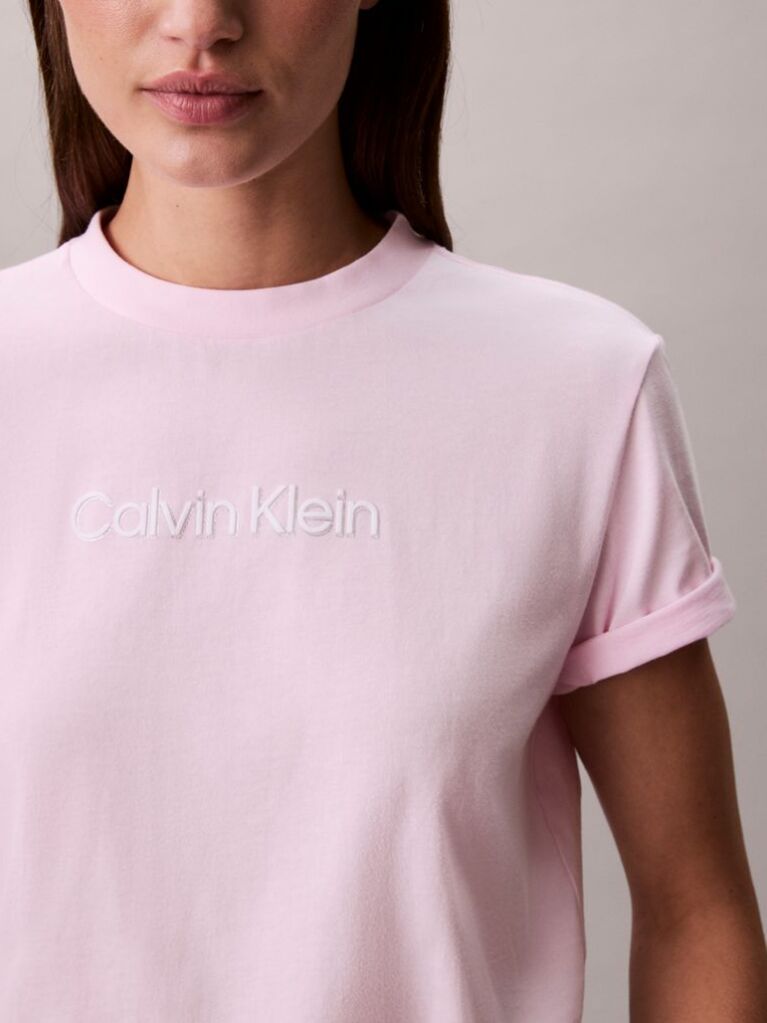 Ροζ Κλασικό T-Shirt Με Foil Λογότυπο  Γυναίκα