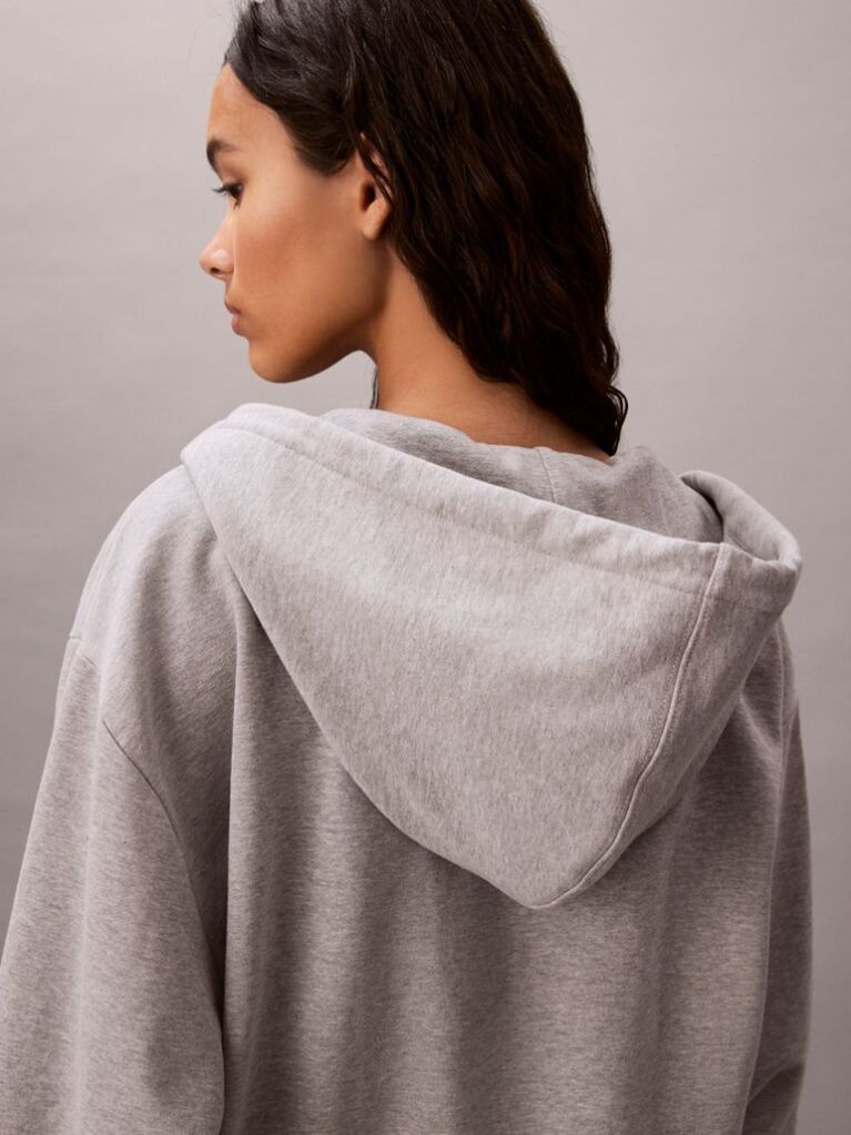 Grey Cropped Monogram Zip-Up Hoodie  Women