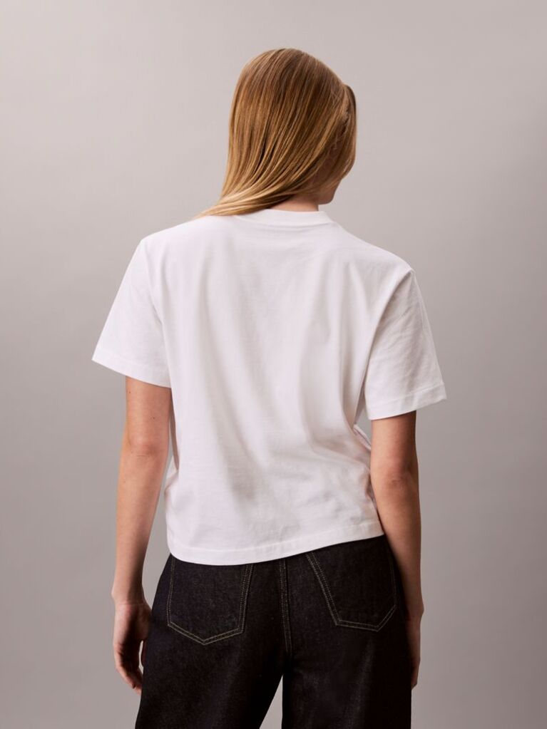 Λευκό Άνετο T-shirt Με Λογότυπο  Γυναίκα