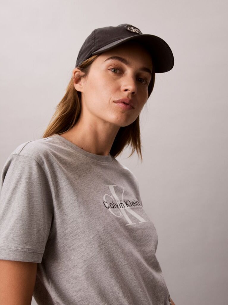 Γκρι Κοντό T-Shirt Με Ρυθμιζόμενο Τελείωμα  Γυναίκα