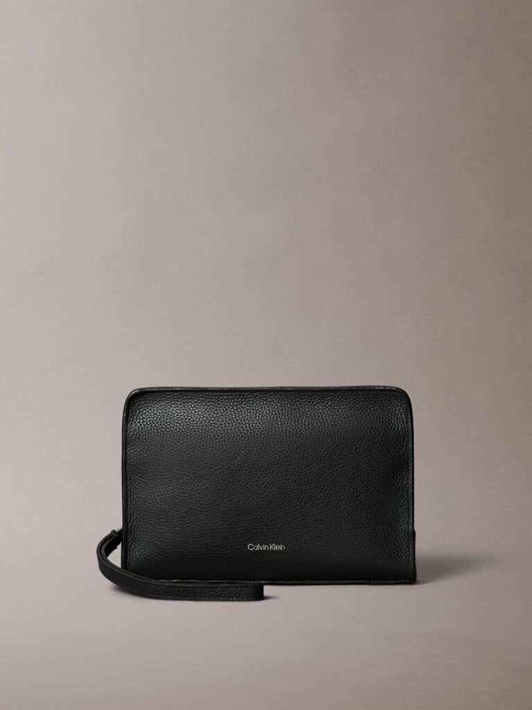 Black Foil Embossed Logo Pouch  Men
