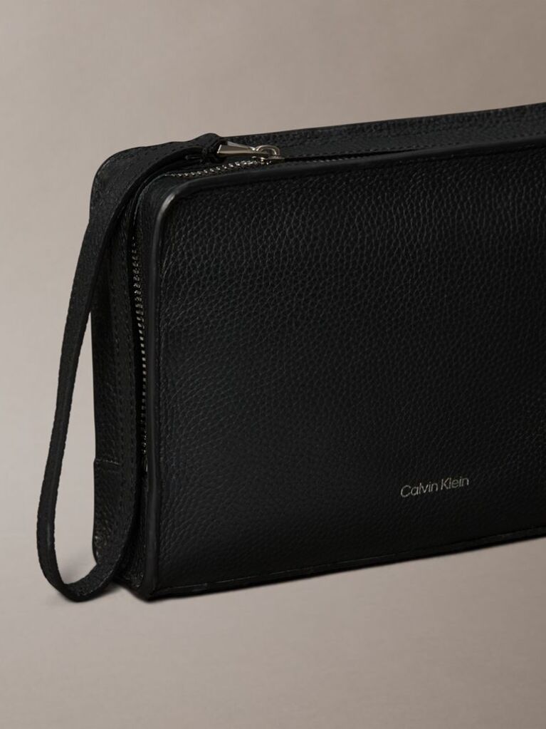 Black Foil Embossed Logo Pouch  Men