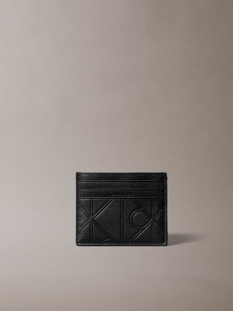 Black Embossed Allover Emblem Logo Cardholder  Men