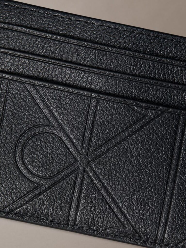 Black Embossed Allover Emblem Logo Cardholder  Men