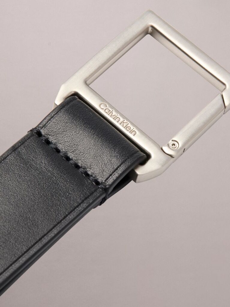 Black Perforated Leather Carabiner Key Fob  Men