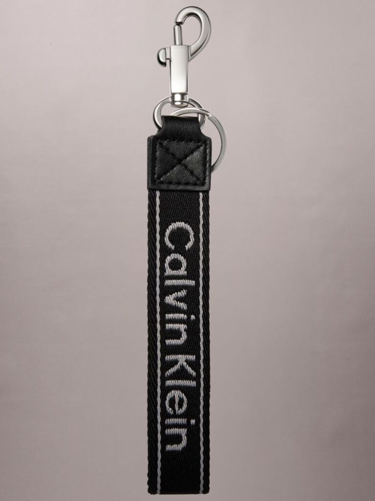 Black Webbing Woven Logo Key Fob  Men