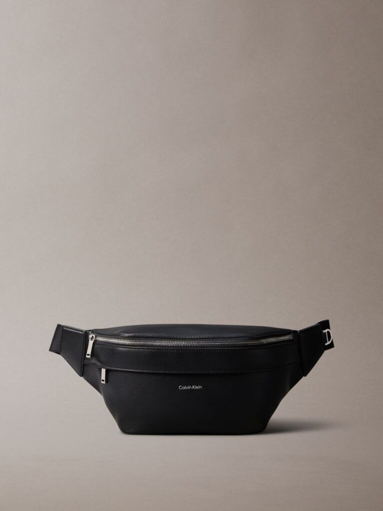 Black Metal Logo Bum Bag  Men