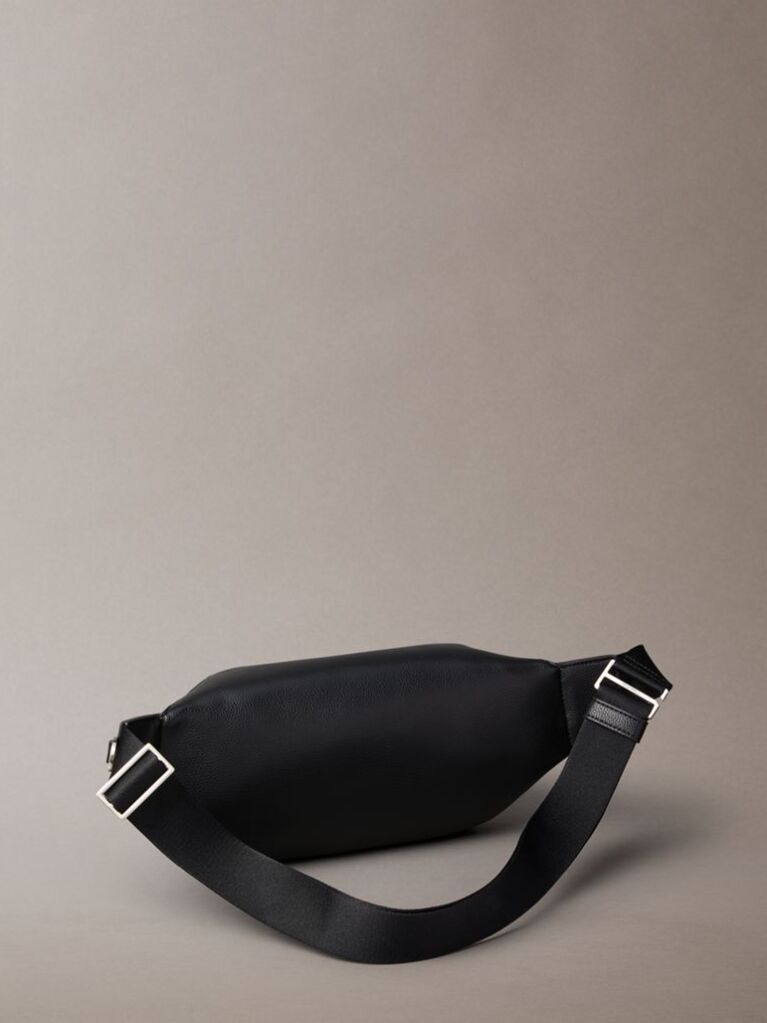 Black Metal Logo Bum Bag  Men