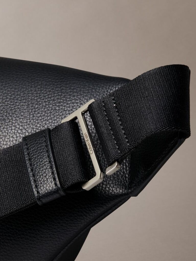 Black Metal Logo Bum Bag  Men