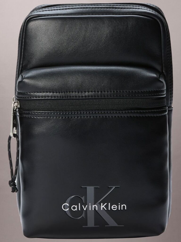 Black Monologo Webbing Strap Sling Bag  Men