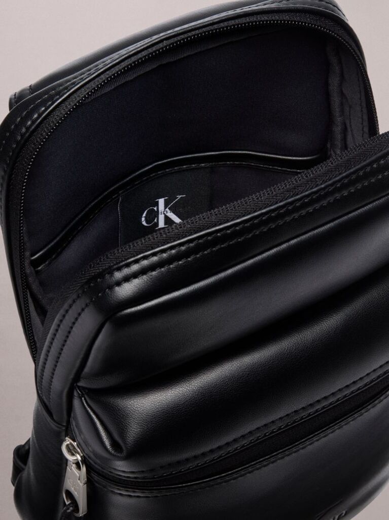 Black Monologo Webbing Strap Sling Bag  Men