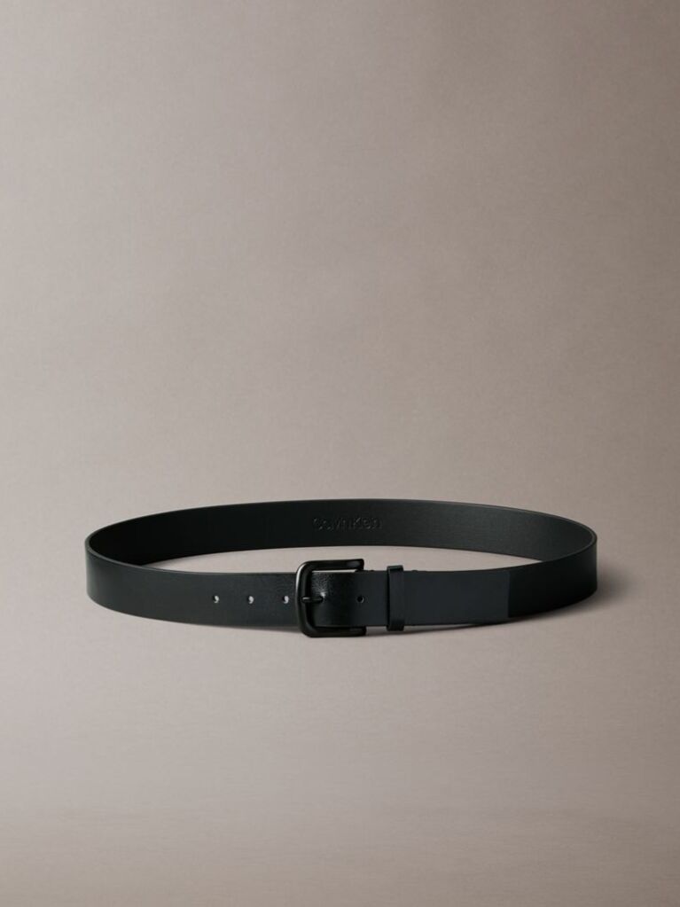 Black Round Buckle Tumbled Belt  Men