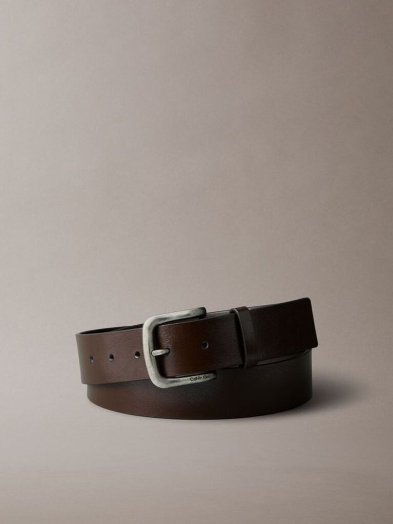 Brown Round Buckle Tumbled Belt  Men