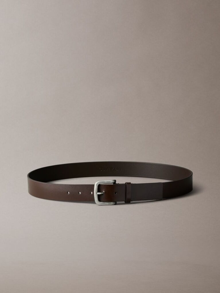 Brown Round Buckle Tumbled Belt  Men