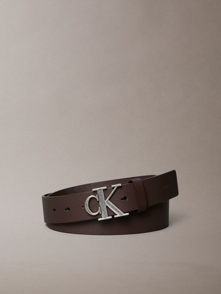 Καφέ Δερμάτινη Ζώνη Με Αγκράφα Monogram  Άνδρας