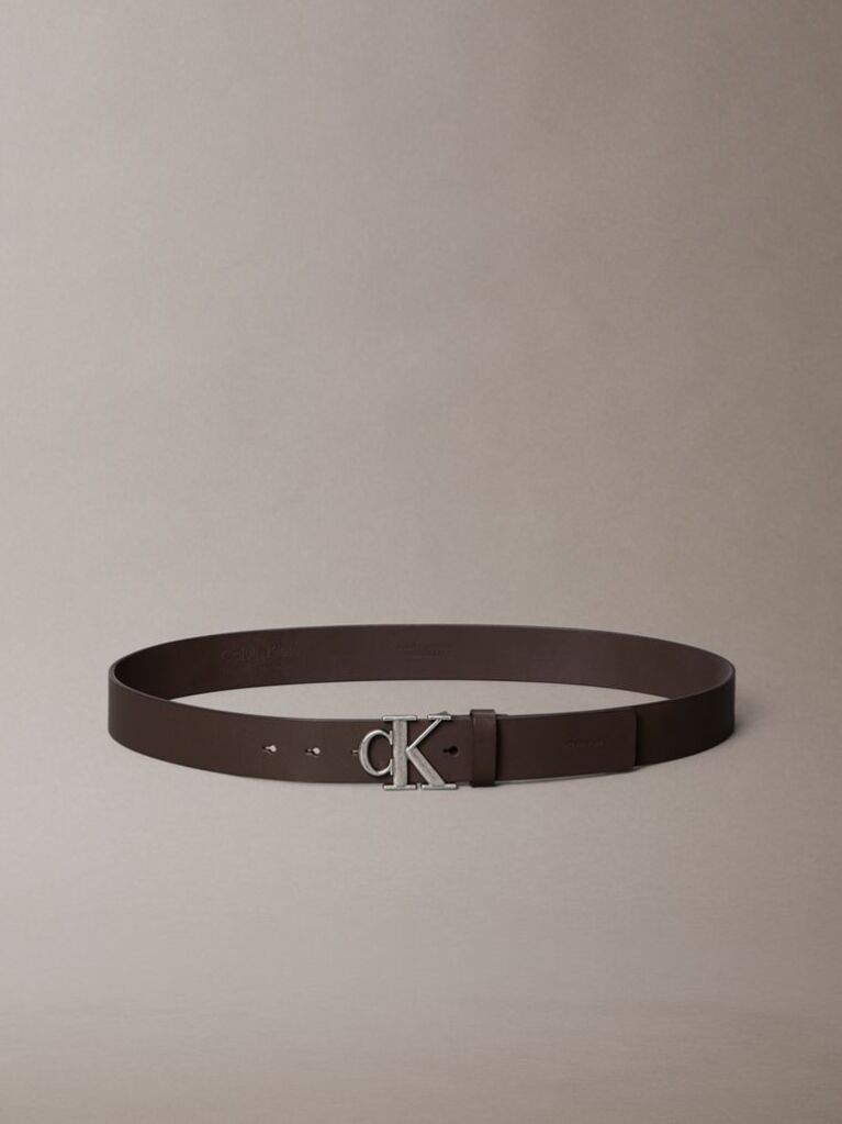 Καφέ Δερμάτινη Ζώνη Με Αγκράφα Monogram  Άνδρας