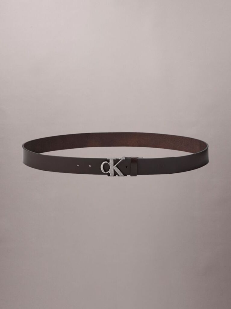 Καφέ Δερμάτινη Ζώνη Με Αγκράφα Monogram  Άνδρας