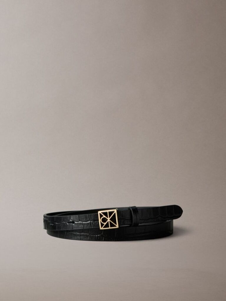 Black Emblem Croc-Embossed 15 mm Reversible Belt  Women