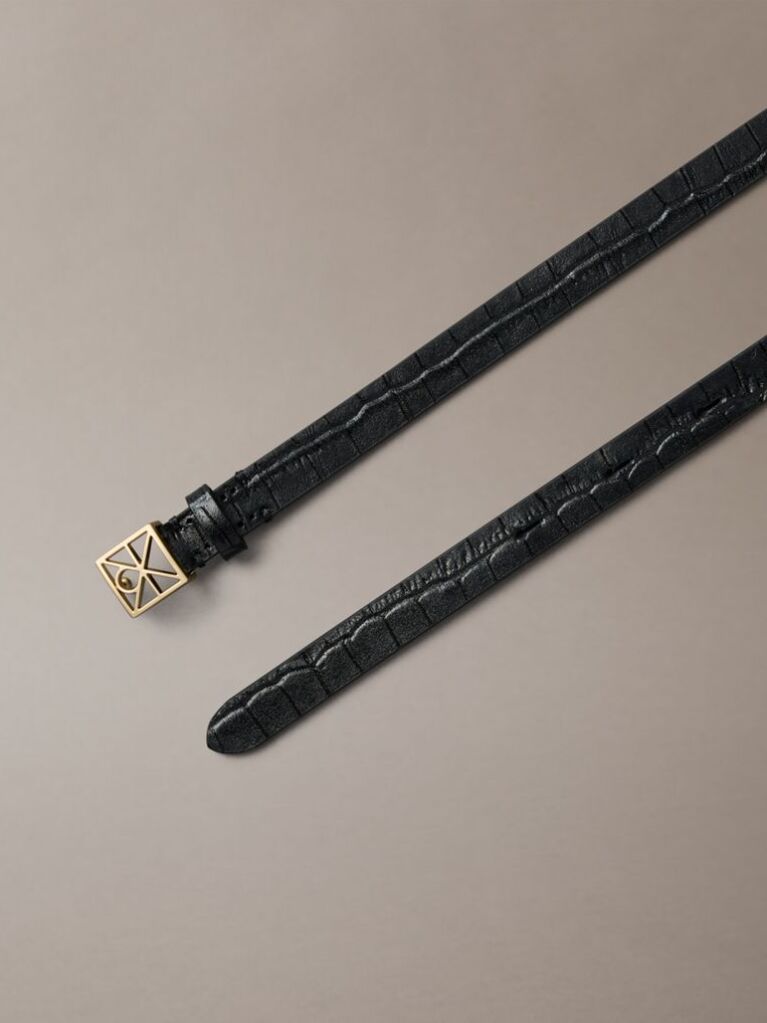 Black Emblem Croc-Embossed 15 mm Reversible Belt  Women