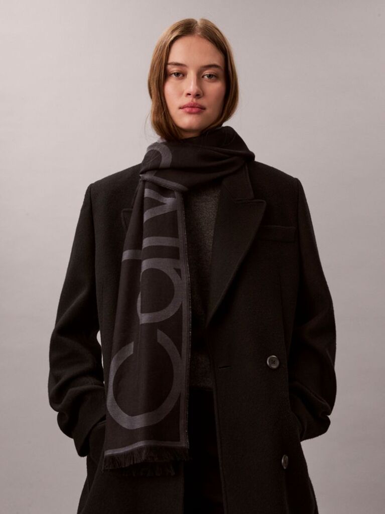 Black Logo Jacquard Stole  Women