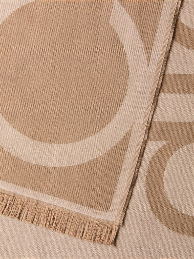 Beige Logo Jacquard Stole  Women