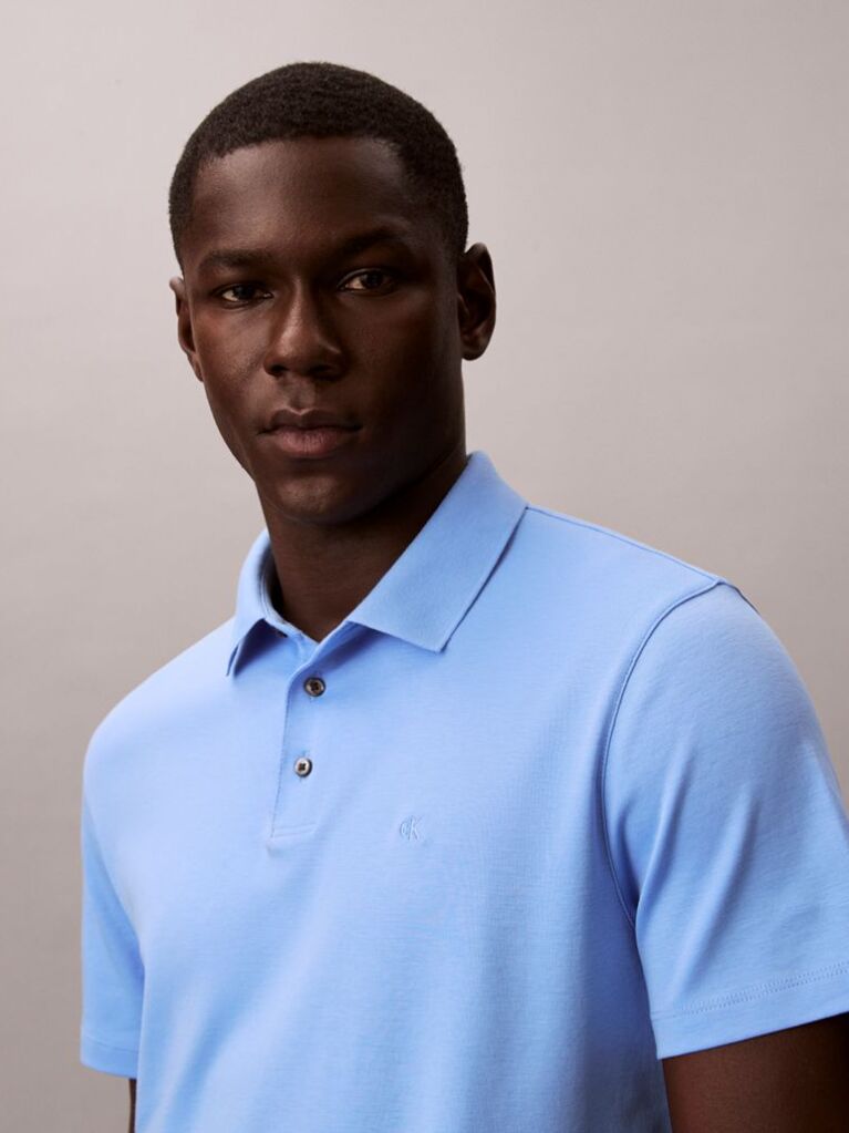Blue Pima Cotton Polo Shirt  Men