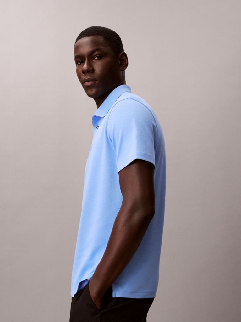 Blue Pima Cotton Polo Shirt  Men