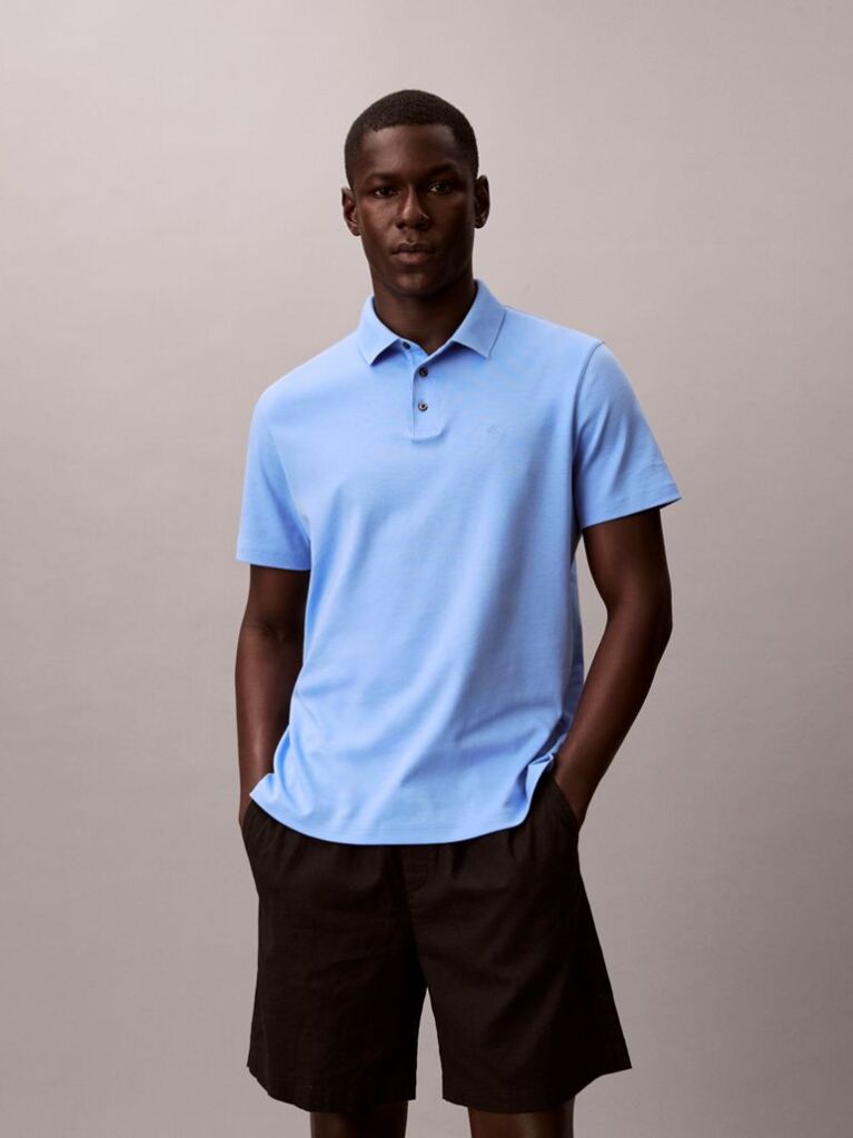 Blue Pima Cotton Polo Shirt  Men