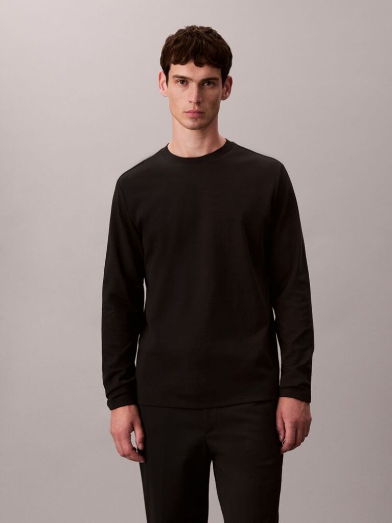 Μαύρο Μακρυμάνικο T-Shirt Από Luxe Βαμβάκι  Άνδρας